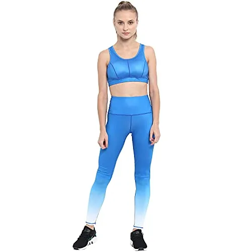 CHKOKKO Women Yoga Track Pants Stretchable Gym Sports Tights Sky Blue Small