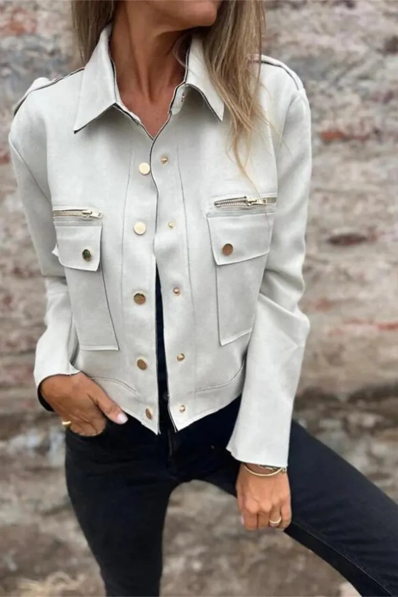 Chouyatou Womens Cropped Suede Leather Jacket Fashion Motorcycle Bomber Jackets Fall Winter Coats for Women 2025