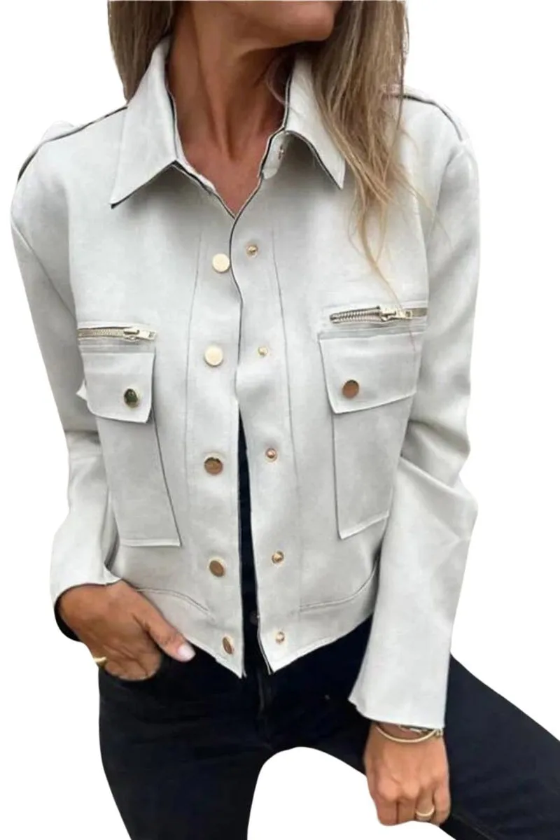 Chouyatou Womens Cropped Suede Leather Jacket Fashion Motorcycle Bomber Jackets Fall Winter Coats for Women 2025