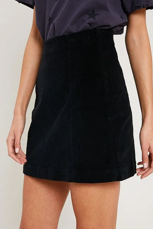 CINDY CORDUROY MINI SKIRT BLK