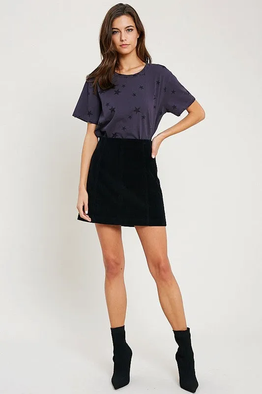CINDY CORDUROY MINI SKIRT BLK