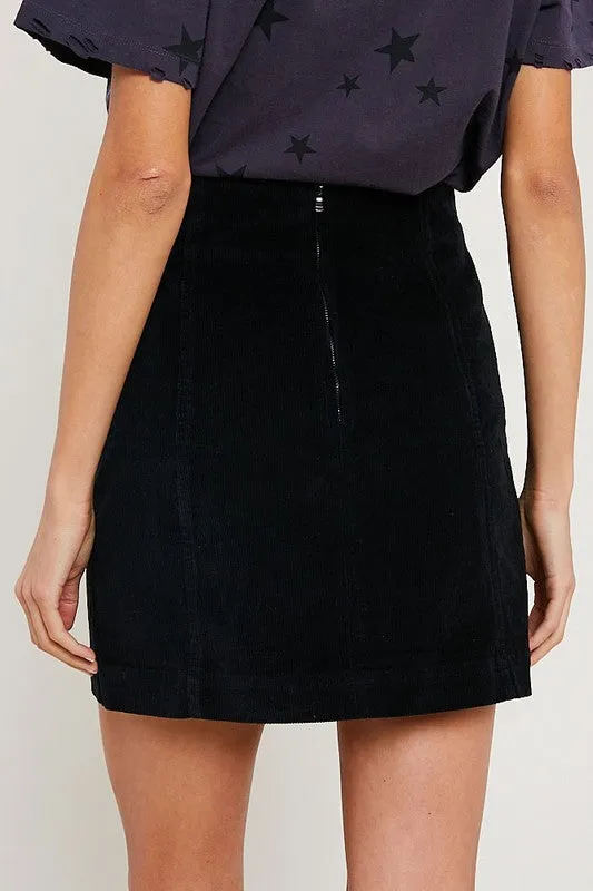 CINDY CORDUROY MINI SKIRT BLK