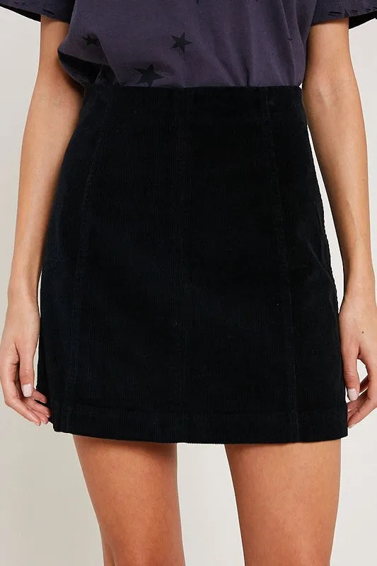 CINDY CORDUROY MINI SKIRT BLK