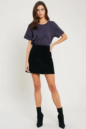 CINDY CORDUROY MINI SKIRT BLK