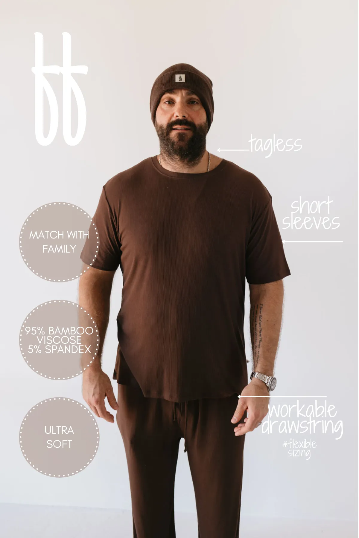 Coffee Bean | Men's Bamboo Short Sleeve Pajamas