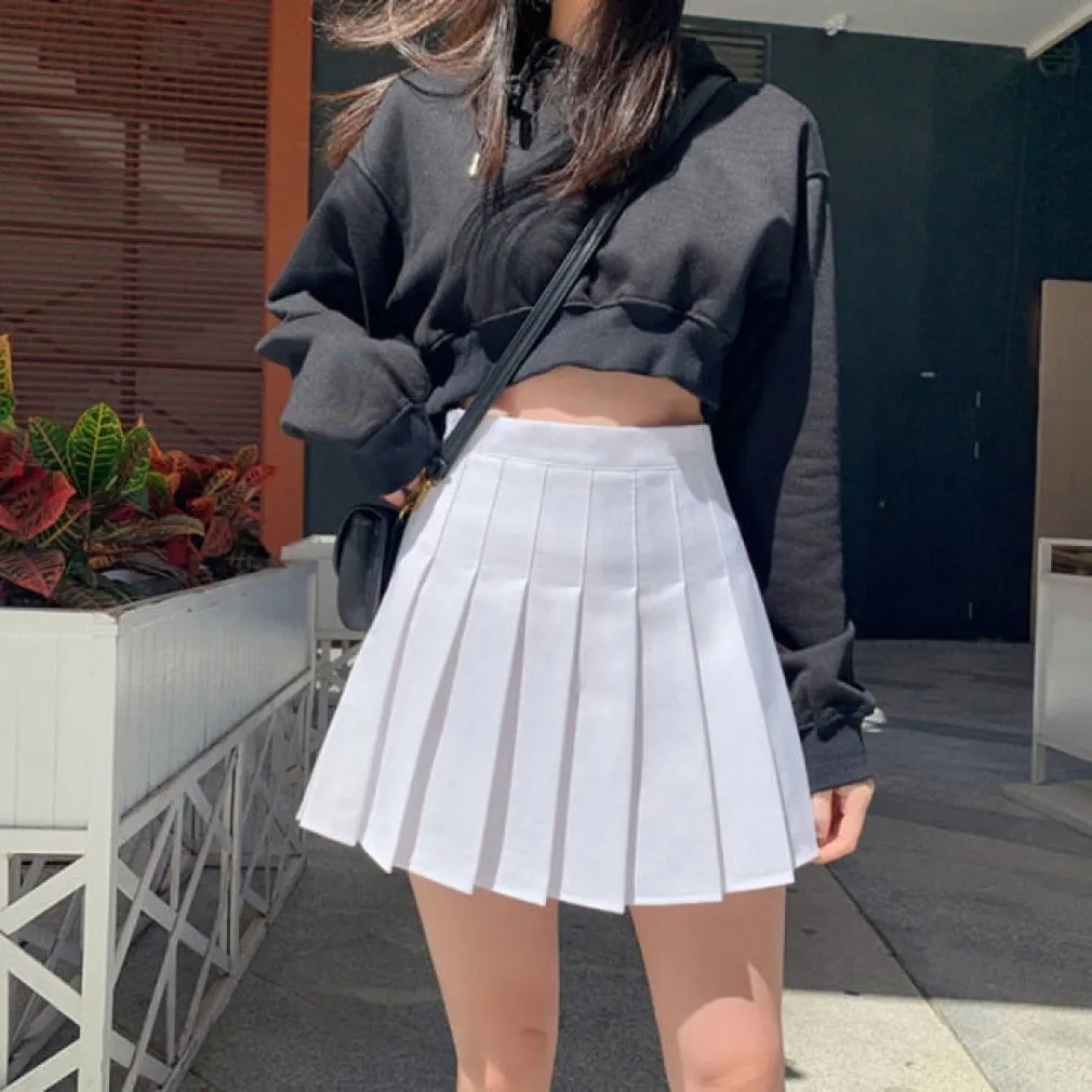 ContiNent 33 Women Jk Skirts High Waist Students School Uniform Pleated A-Line Mini Plaid