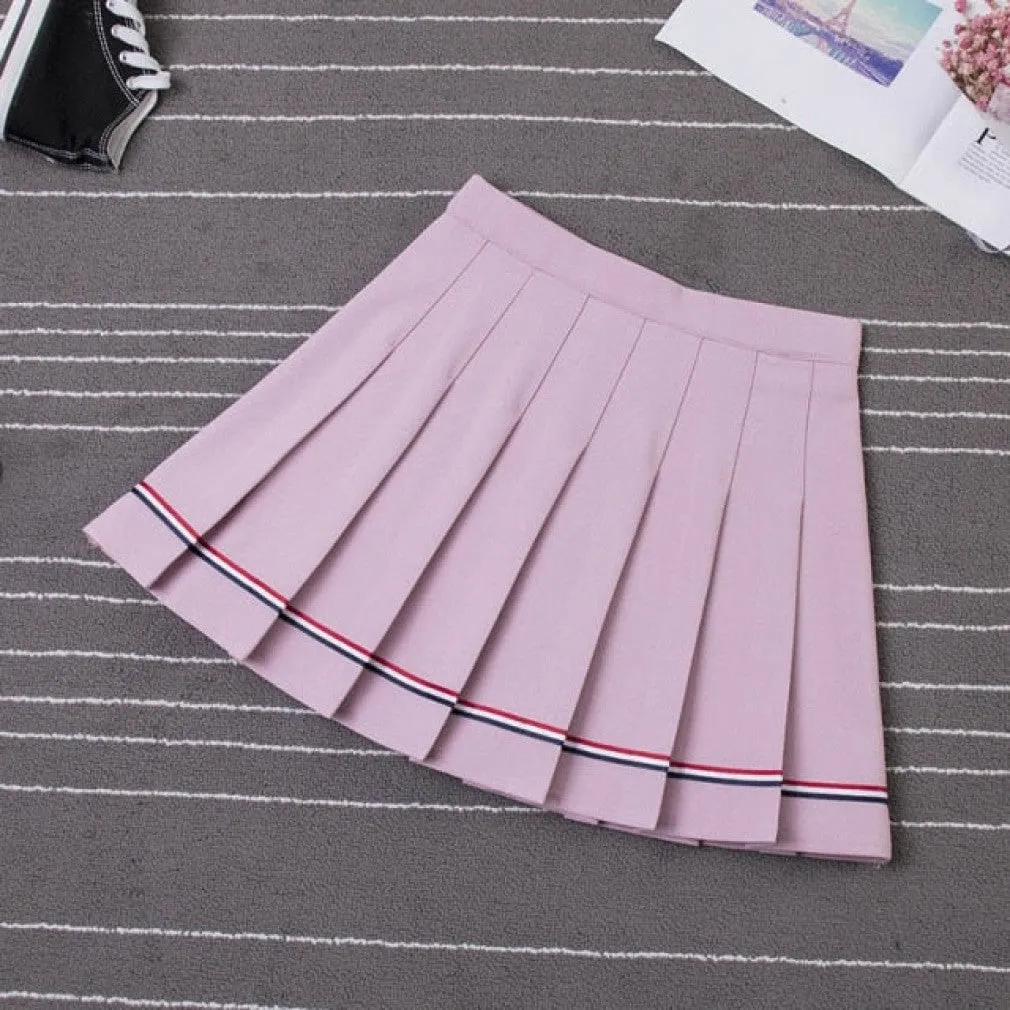 ContiNent 33 Y2k Summer Korean Fashion Short Women Skirt Casual Slim Elastic High-Waisted Striped Harajuku Pleated Plaid A-Line Mini Skirts
