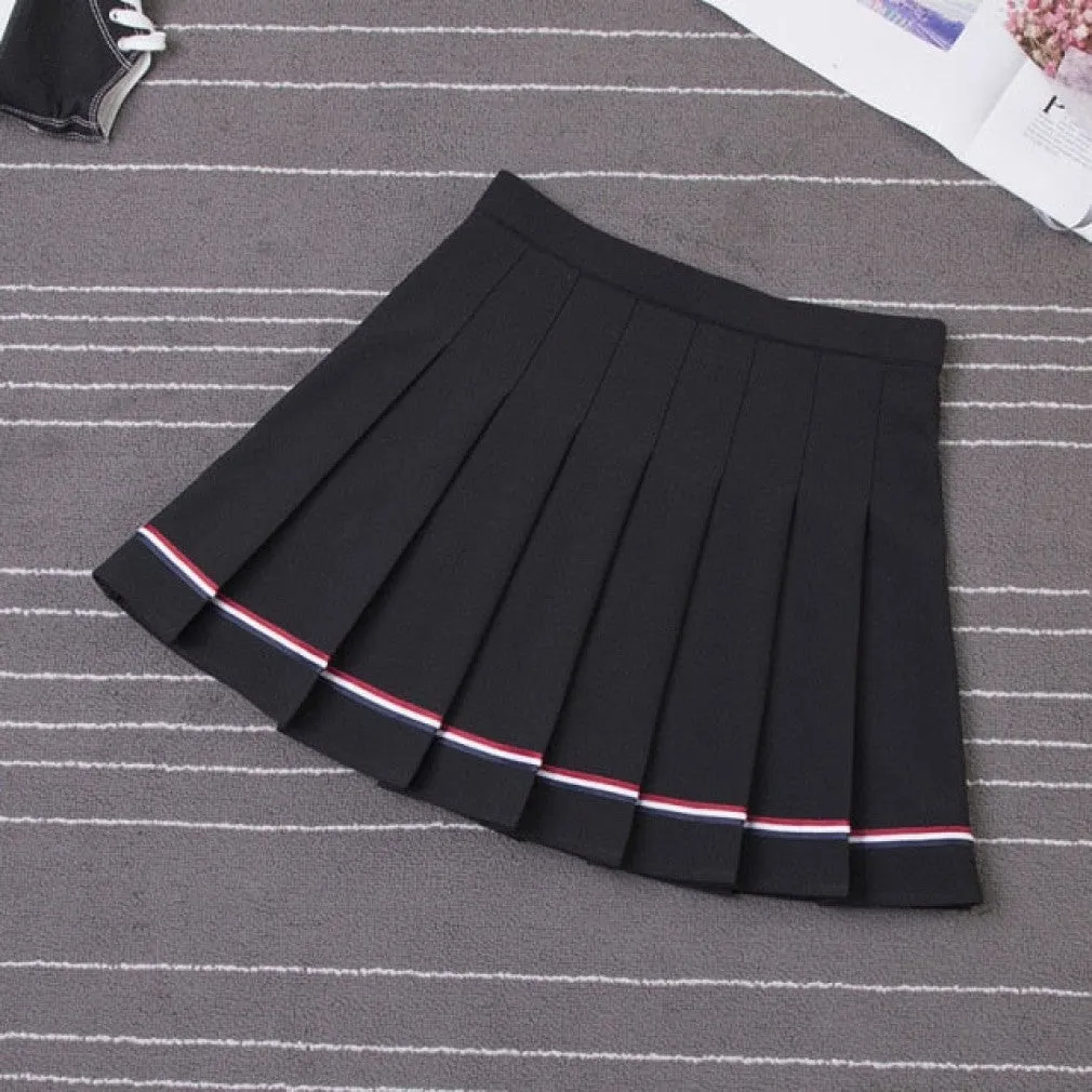 ContiNent 33 Y2k Summer Korean Fashion Short Women Skirt Casual Slim Elastic High-Waisted Striped Harajuku Pleated Plaid A-Line Mini Skirts