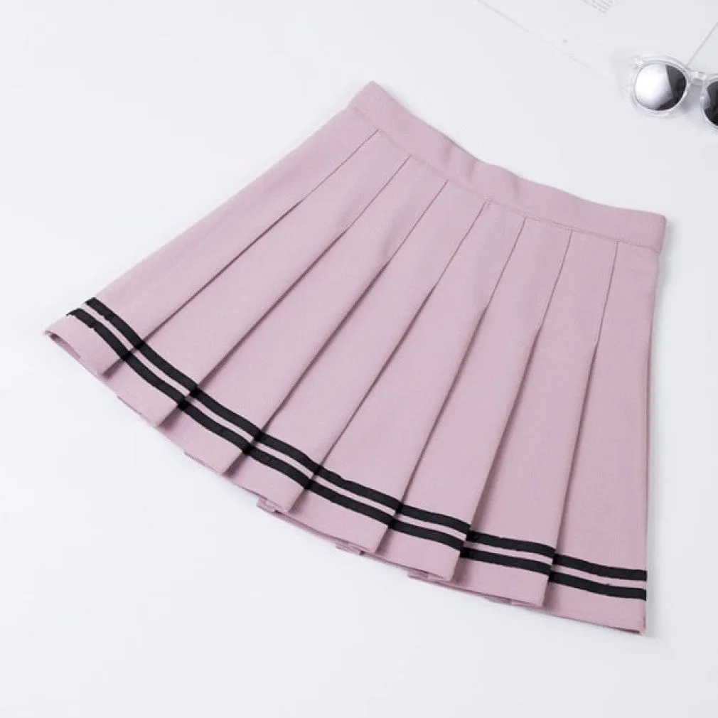 ContiNent 33 Y2k Summer Korean Fashion Short Women Skirt Casual Slim Elastic High-Waisted Striped Harajuku Pleated Plaid A-Line Mini Skirts