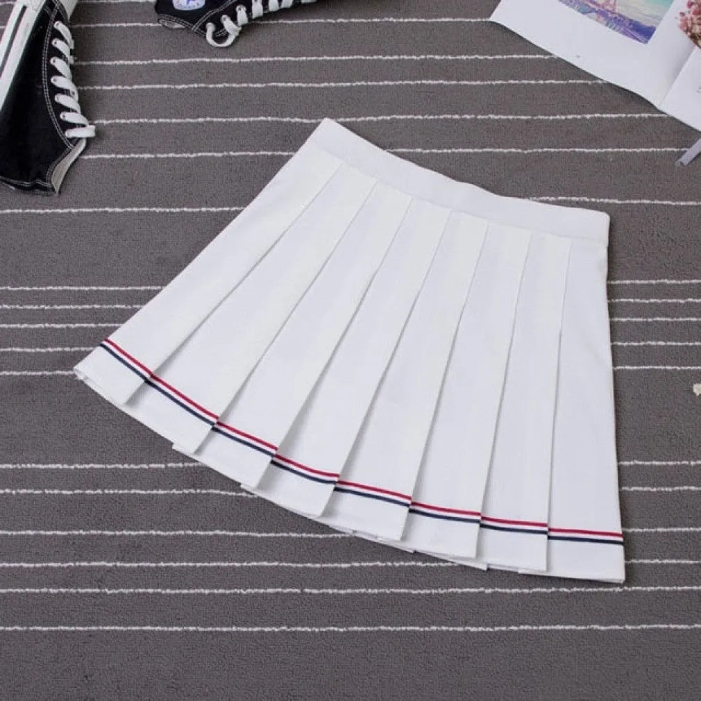 ContiNent 33 Y2k Summer Korean Fashion Short Women Skirt Casual Slim Elastic High-Waisted Striped Harajuku Pleated Plaid A-Line Mini Skirts