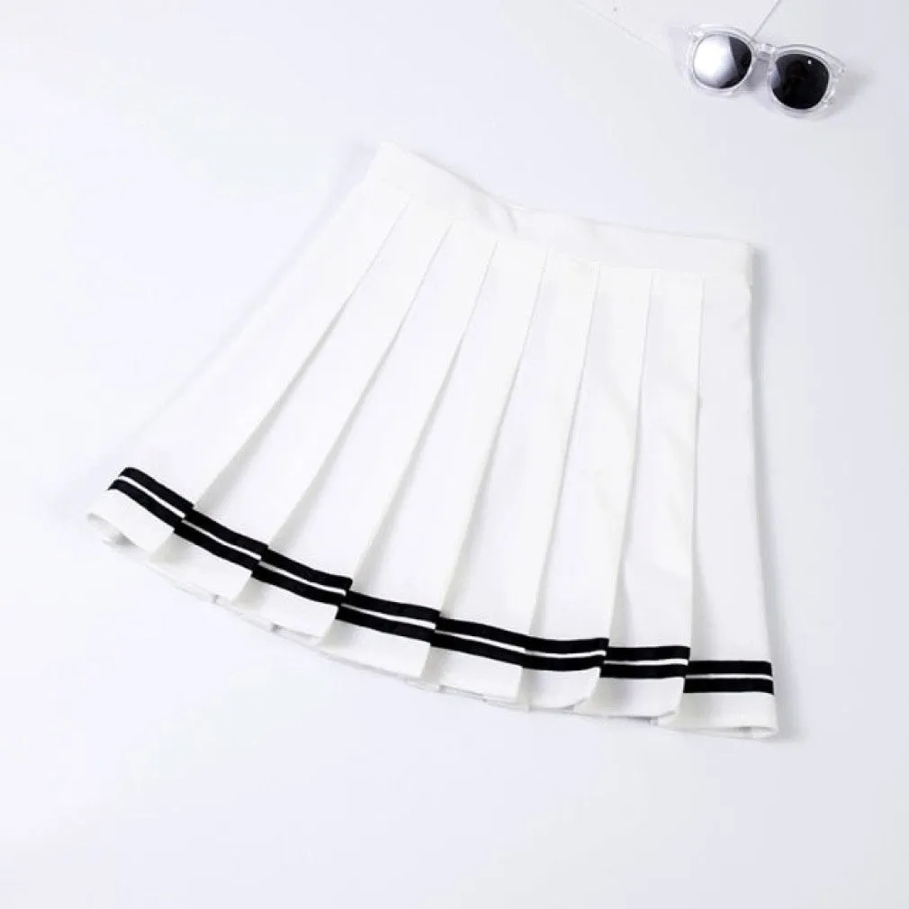 ContiNent 33 Y2k Summer Korean Fashion Short Women Skirt Casual Slim Elastic High-Waisted Striped Harajuku Pleated Plaid A-Line Mini Skirts