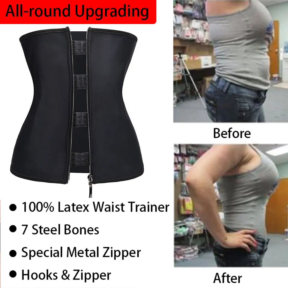 Corset Body Shaper Latex Waist Trainer Zipper