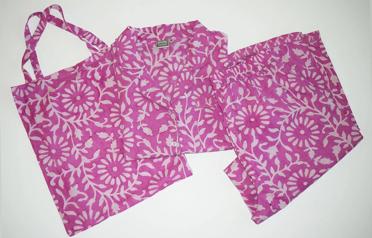 Cotton Pajama Set | Blooms Pink