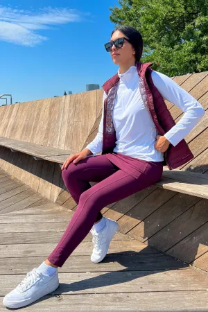 Cranberry Red 7/8th's Ankle Length Skirted Leggings with Pockets