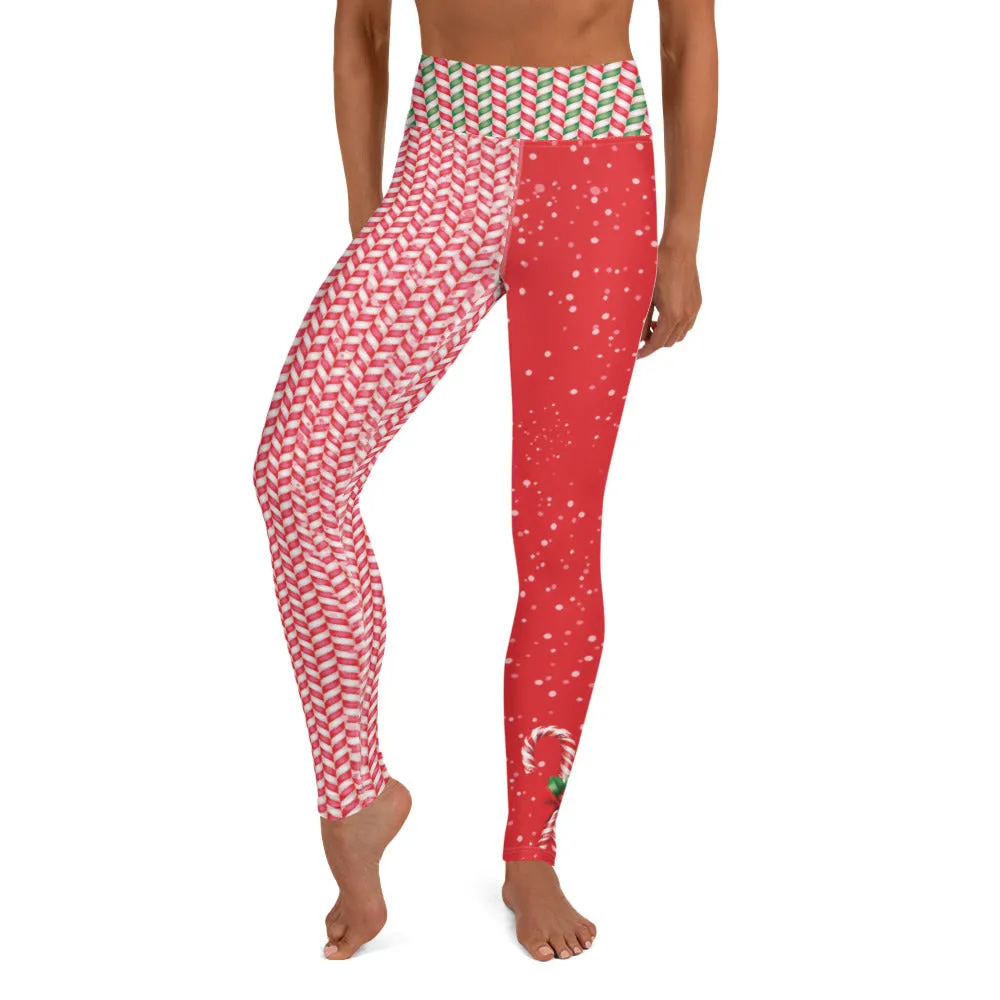 Crazy-Ass Leggings - Christmas Candy Canes - Yoga Leggings