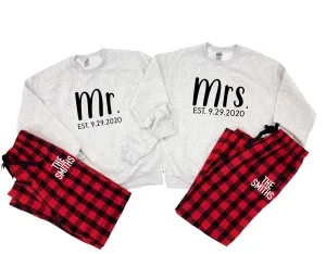 Custom Christmas Mr and Mrs Couple Pajamas