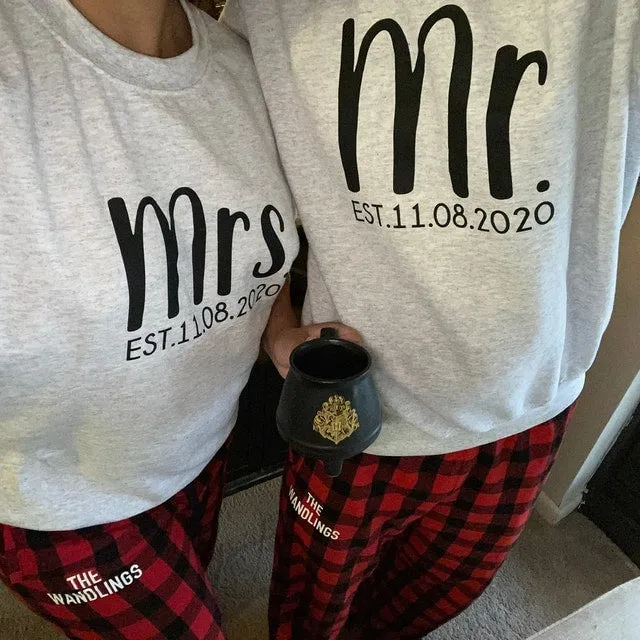 Custom Christmas Mr and Mrs Couple Pajamas