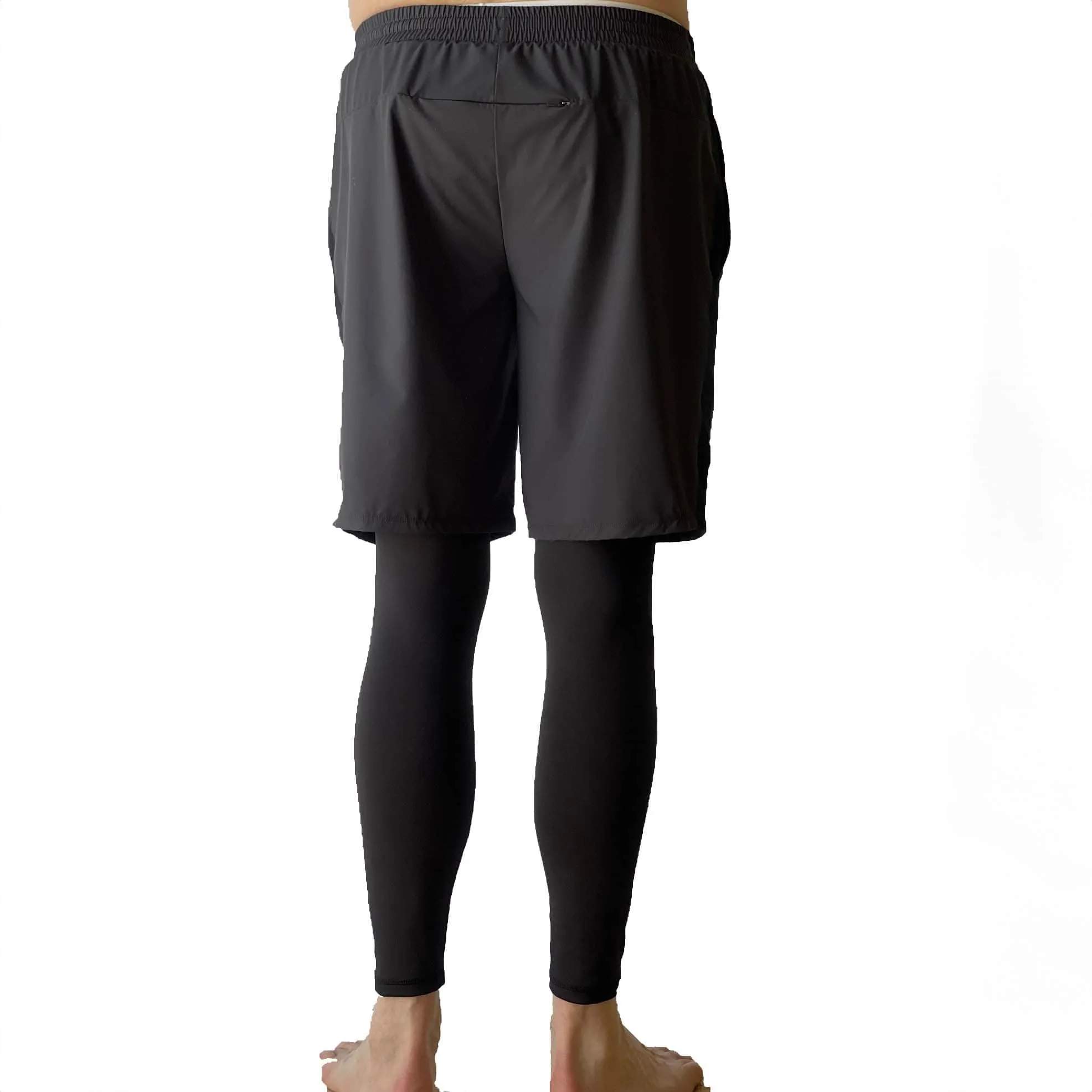 Dark Gray Men's Hybrid Shorts with Black Leggings