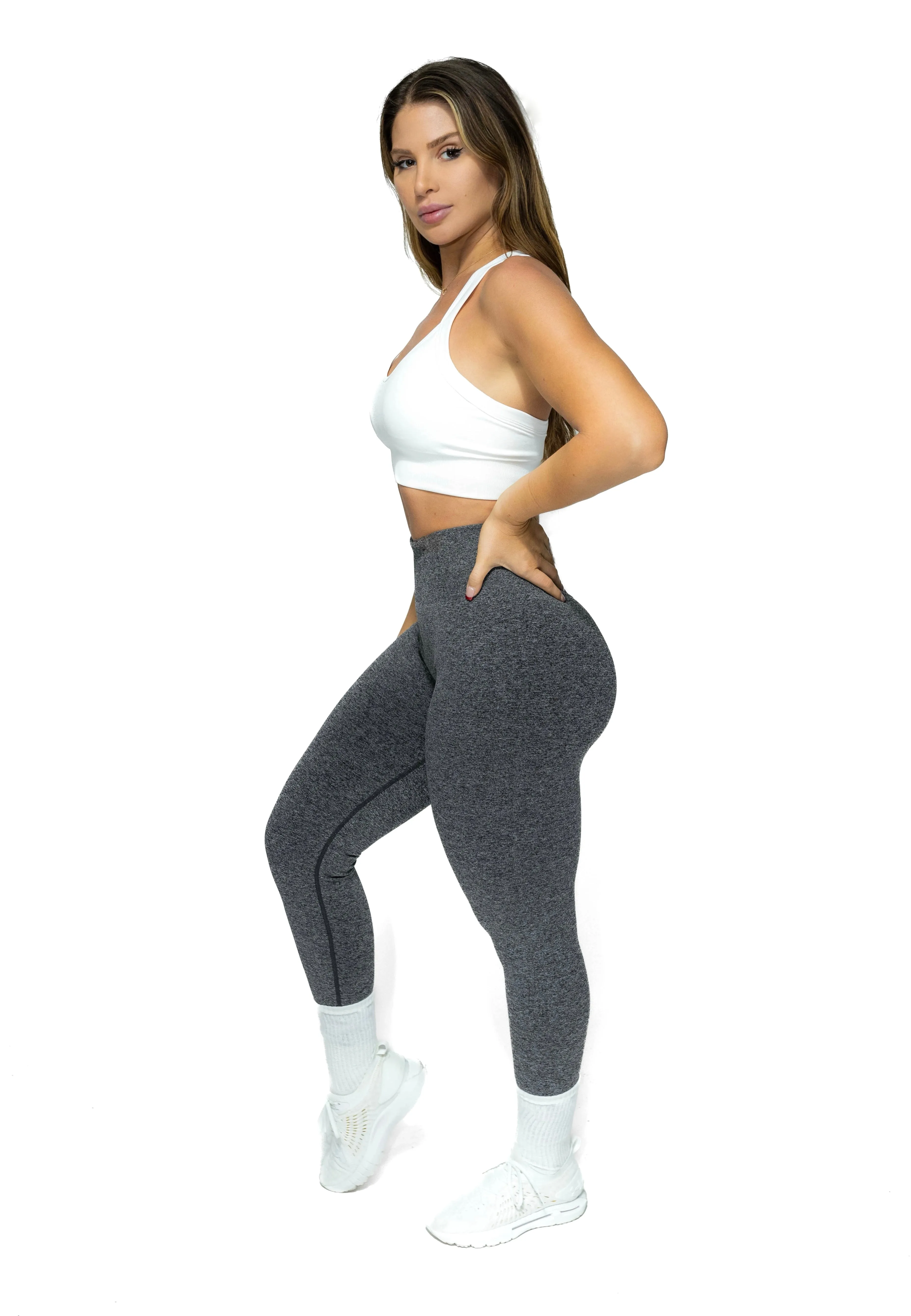Dark Grey Heather Seamless Scrunch Leggings