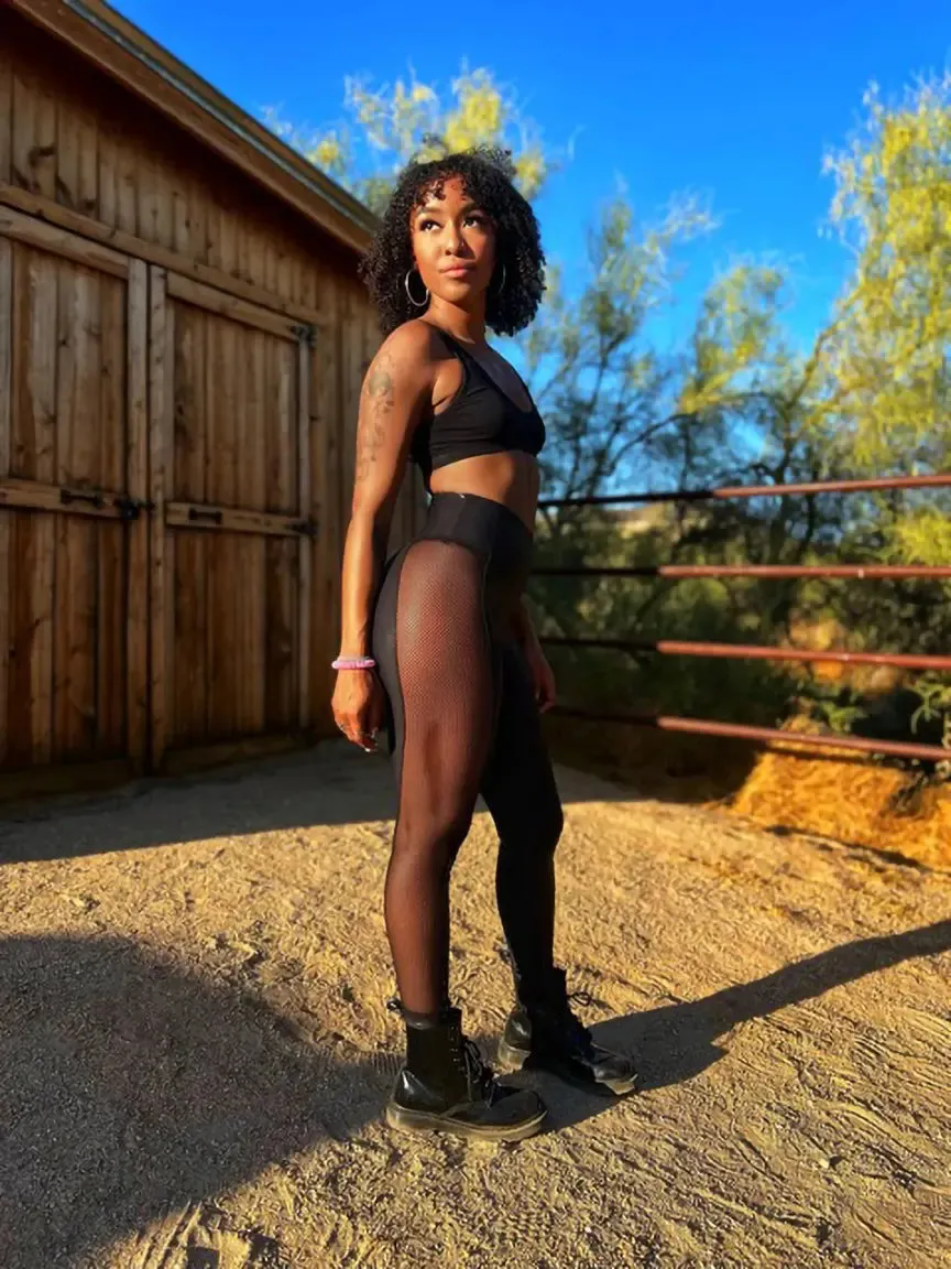 DDD SIDE MESH FAUX LEATHER LEGGINGS