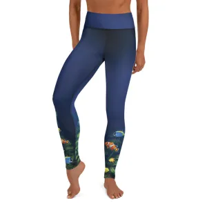 Deep Blue Ocean and Tropical Fish - Yoga Leggings