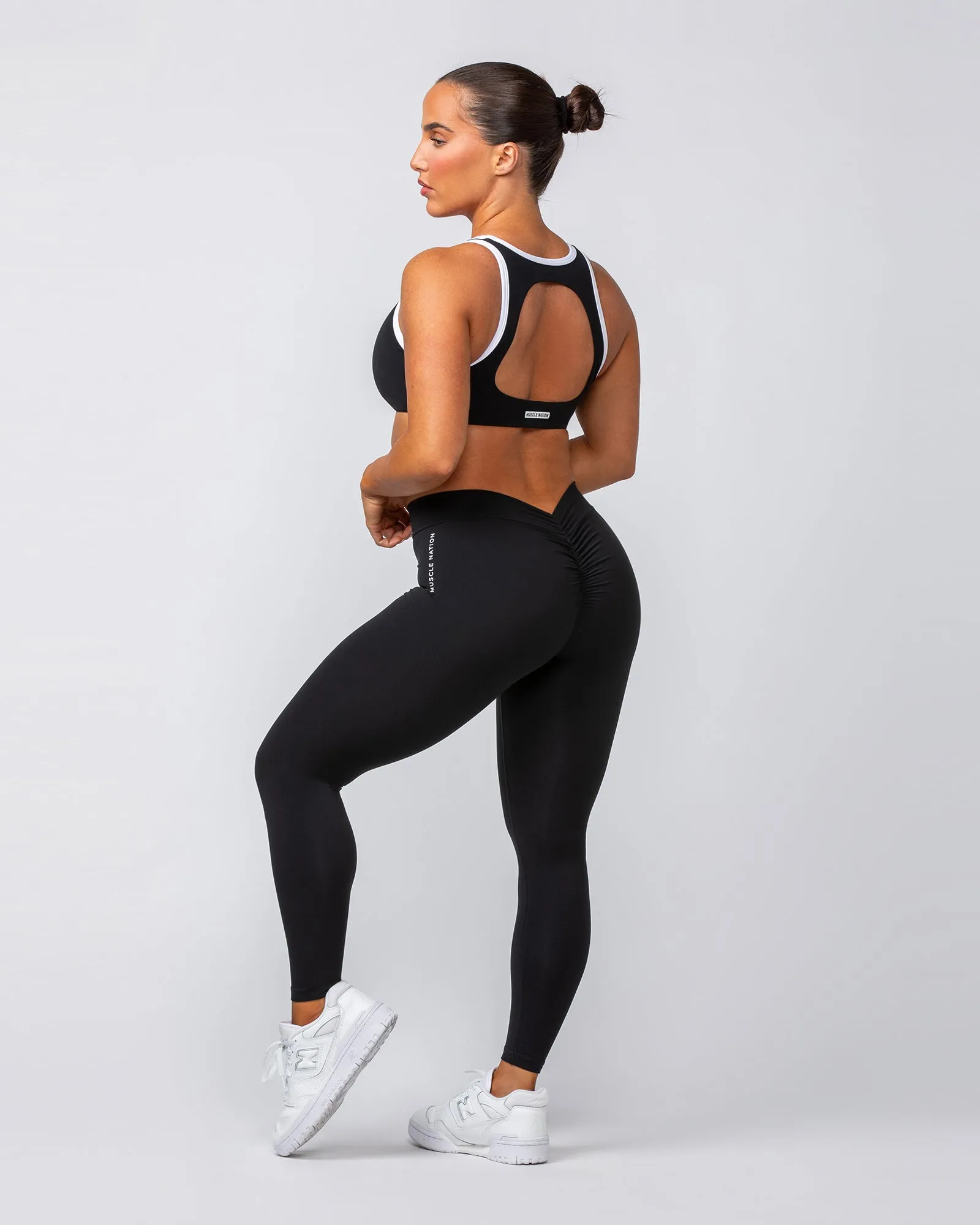 Deep Scrunch Ankle Length Leggings - Black
