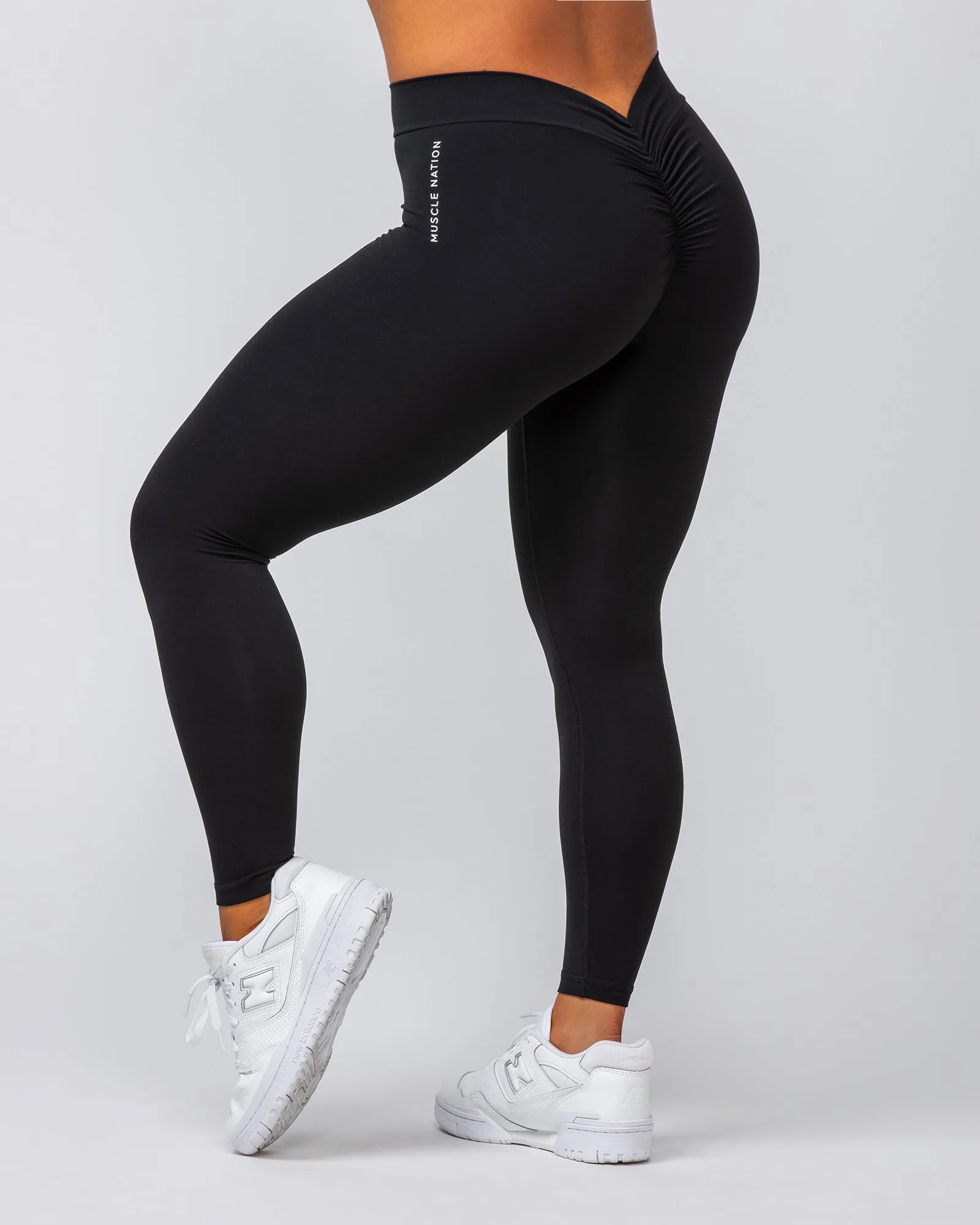 Deep Scrunch Ankle Length Leggings - Black