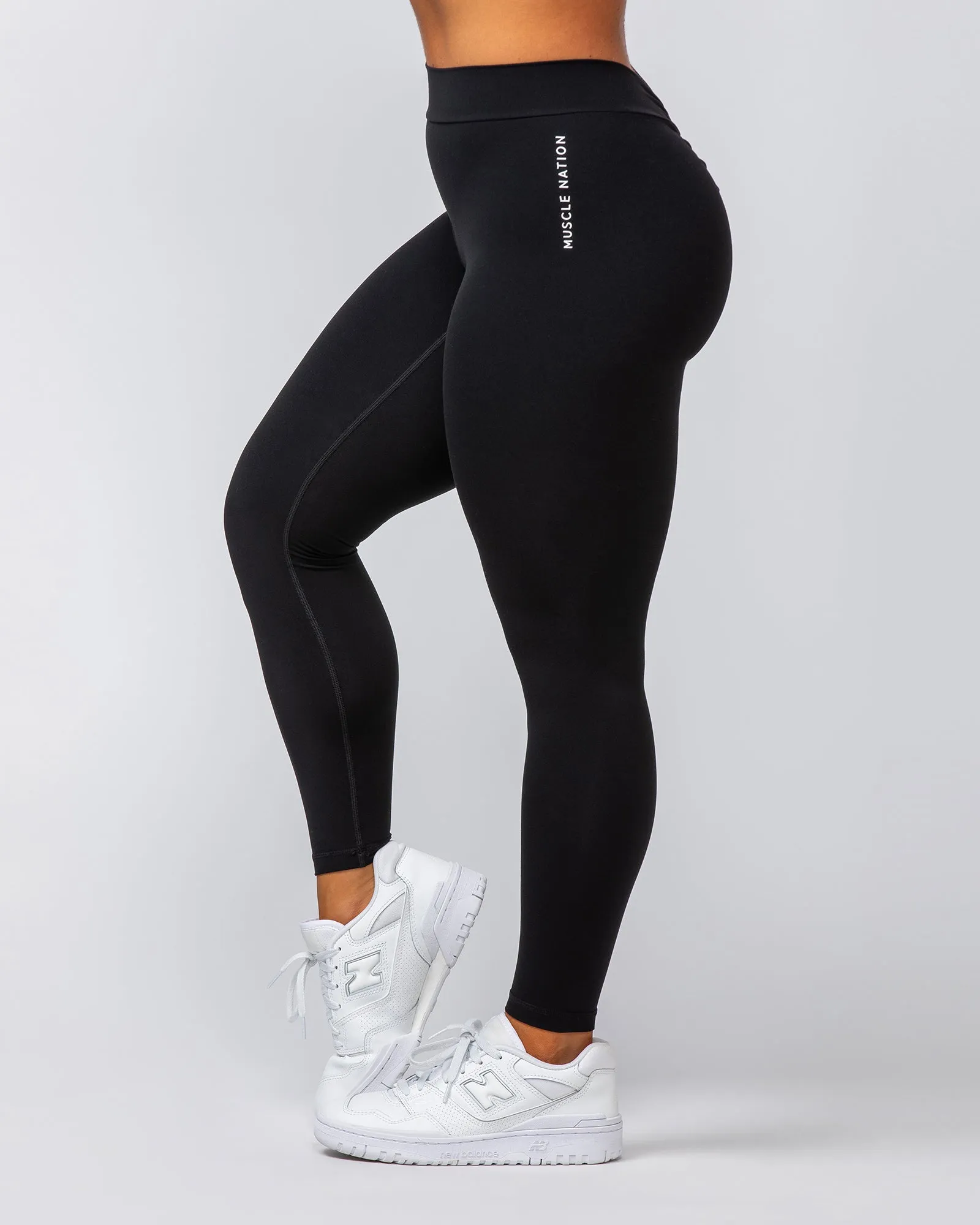 Deep Scrunch Ankle Length Leggings - Black