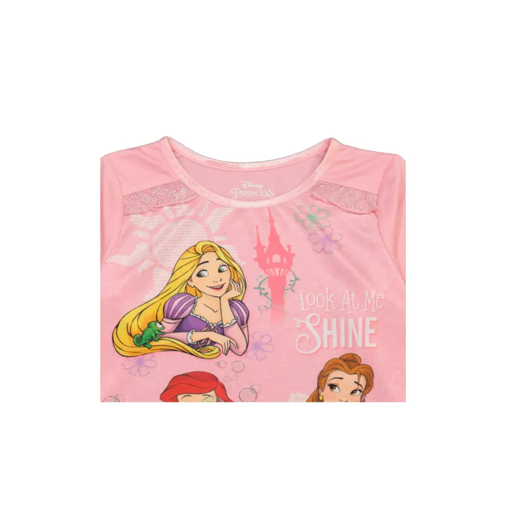 Disney Princess Girls Nightgown with Matching Doll Gown 2pc Pajama Set, Pink