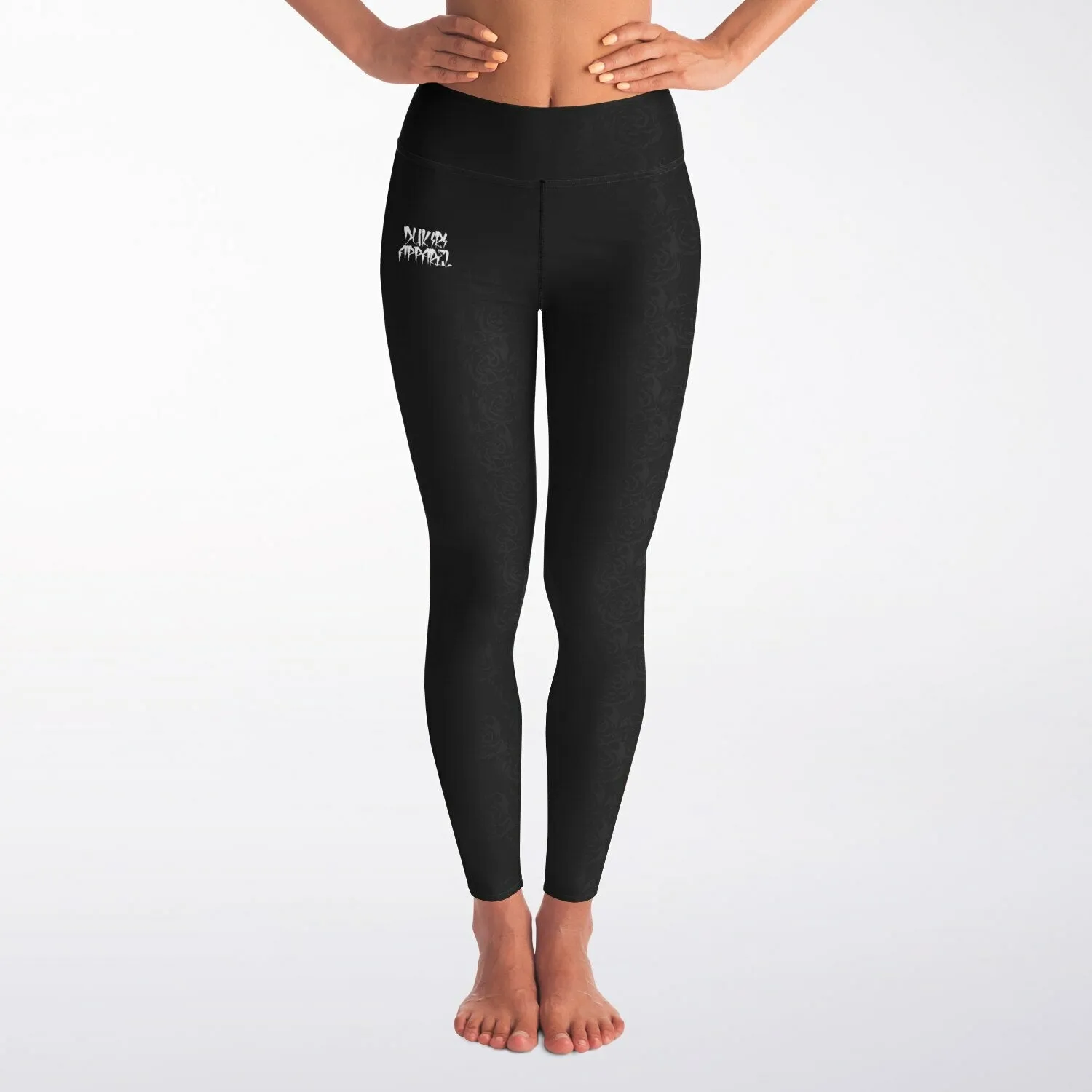 Dukiri Rose Petals Black Yoga Leggings