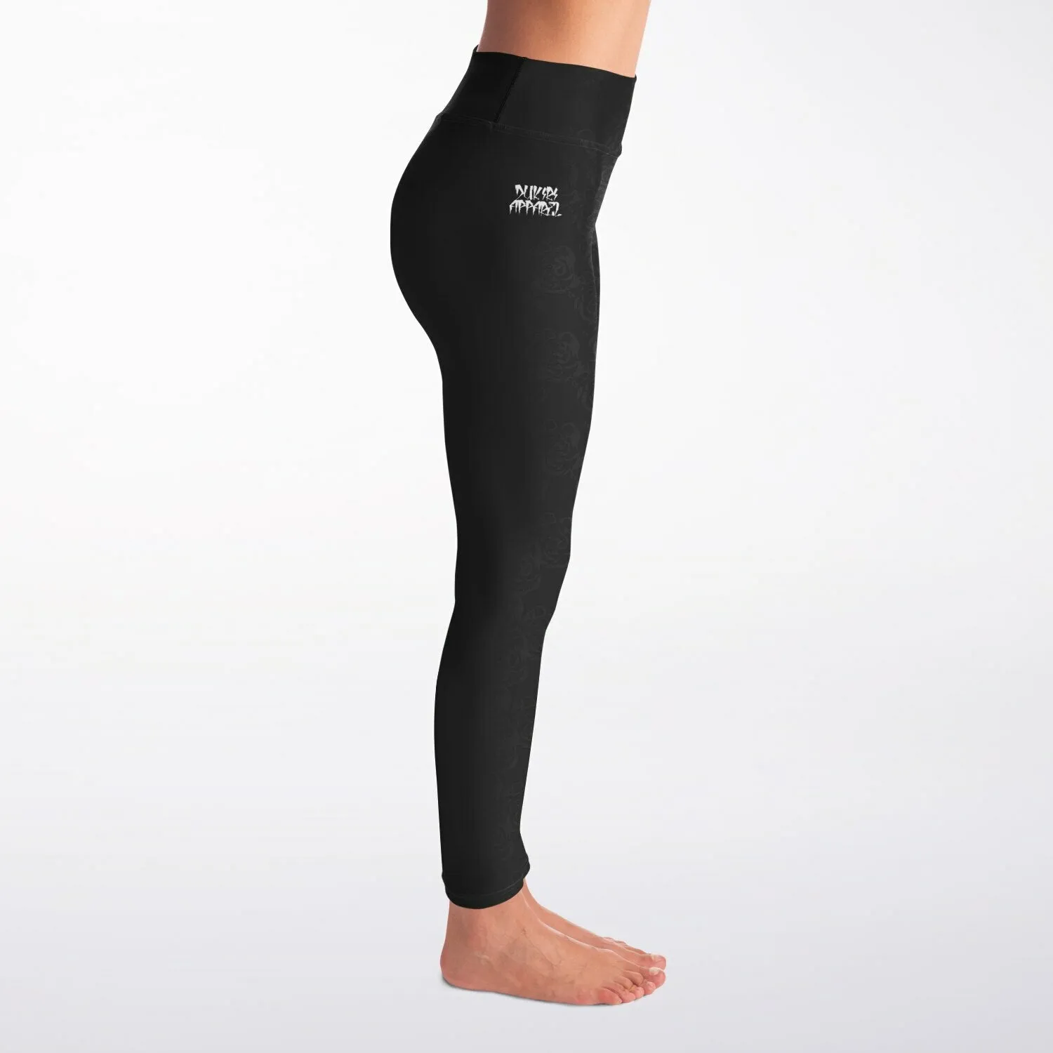 Dukiri Rose Petals Black Yoga Leggings