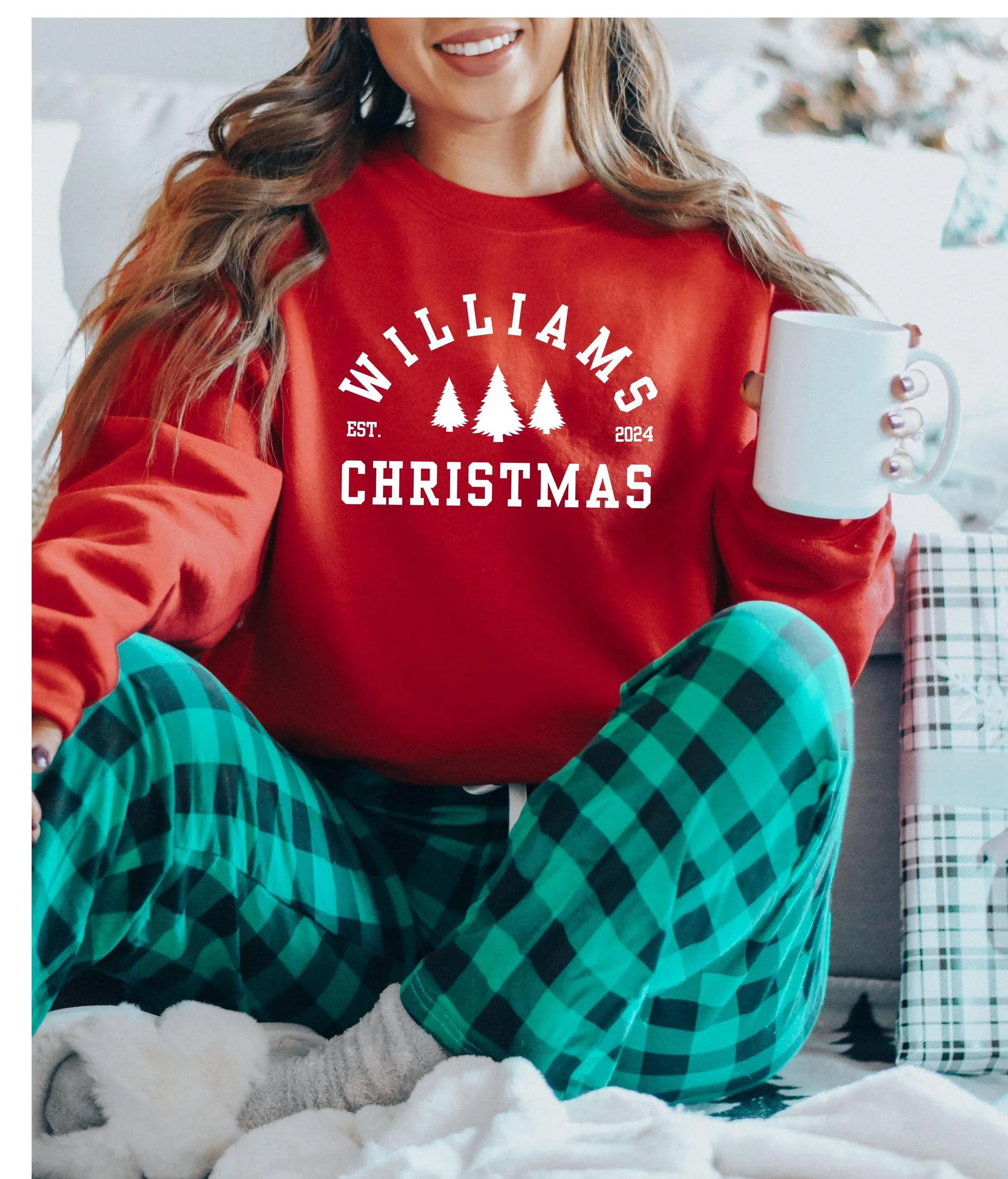 Embossed Custom Matching Newlywed Christmas Sweatshirts