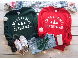 Embossed Custom Matching Newlywed Christmas Sweatshirts
