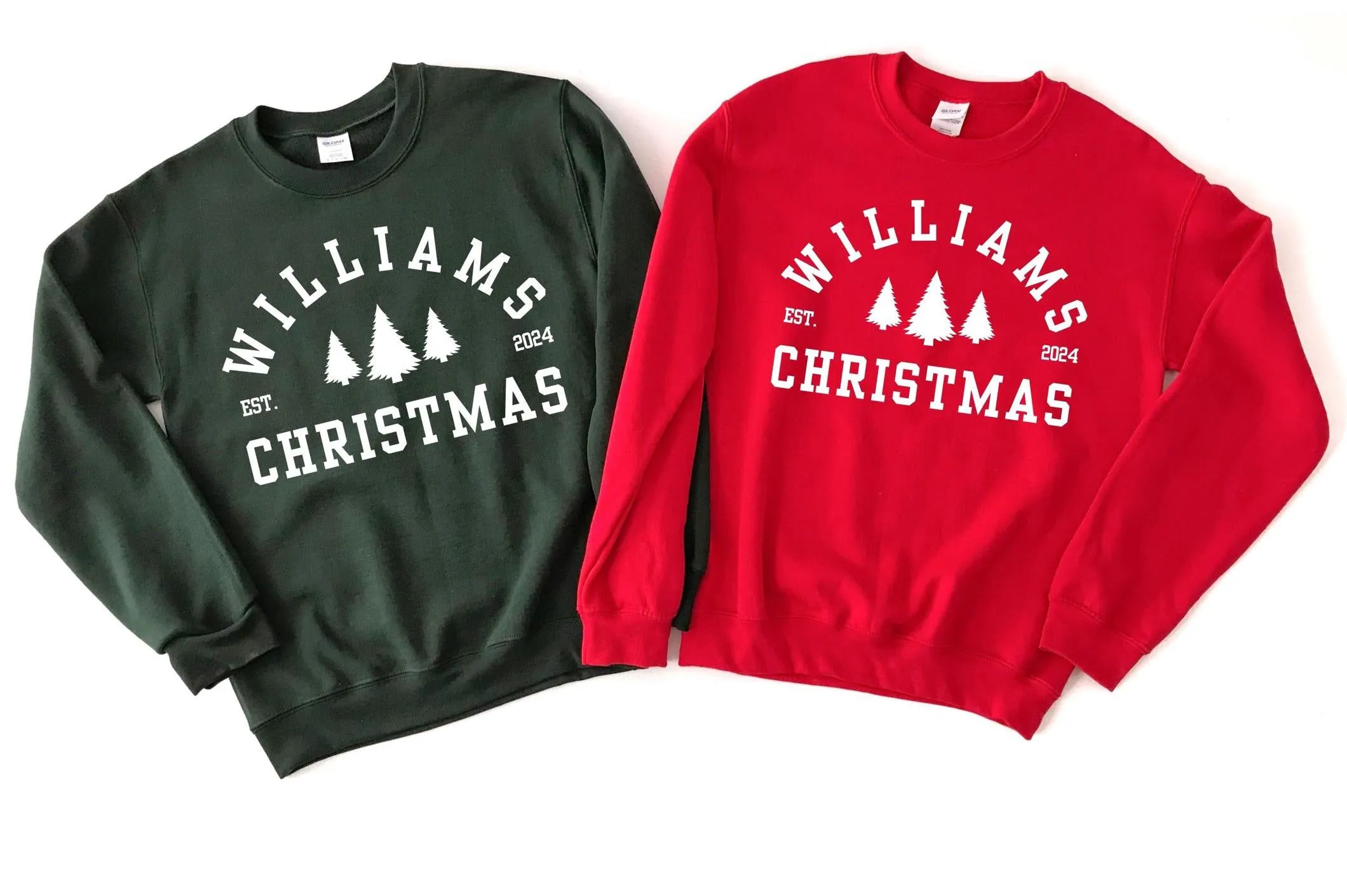 Embossed Custom Matching Newlywed Christmas Sweatshirts