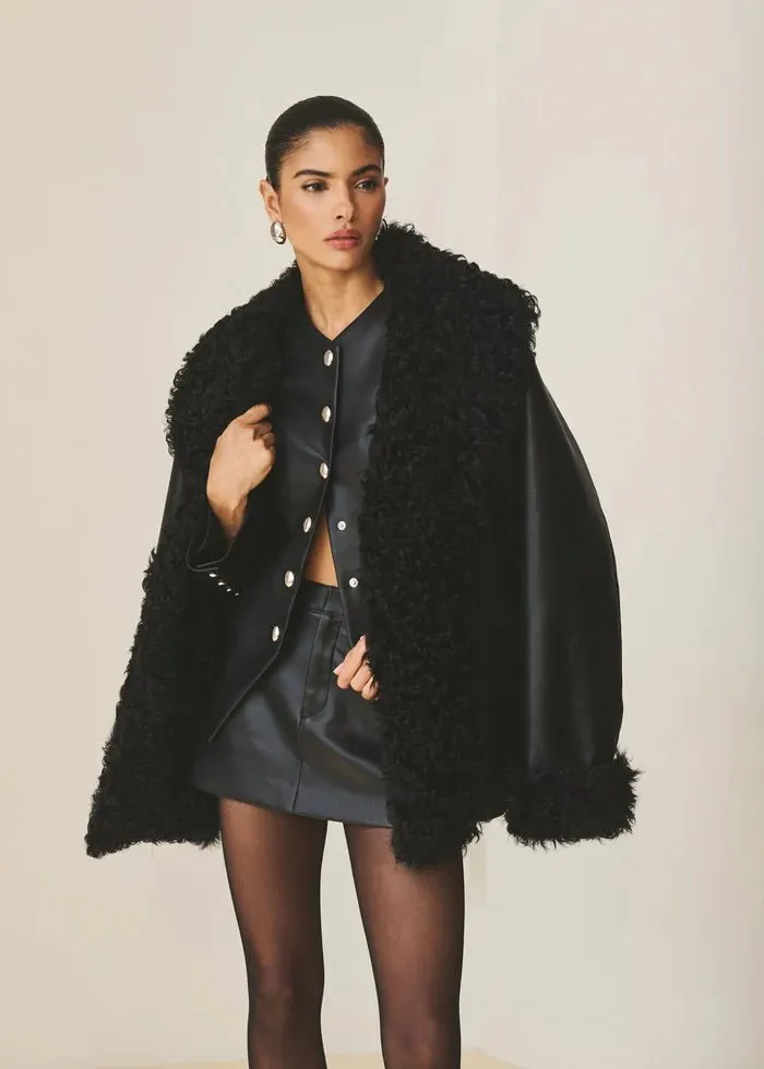 Emilia Faux Leather Mini Skirt in Black