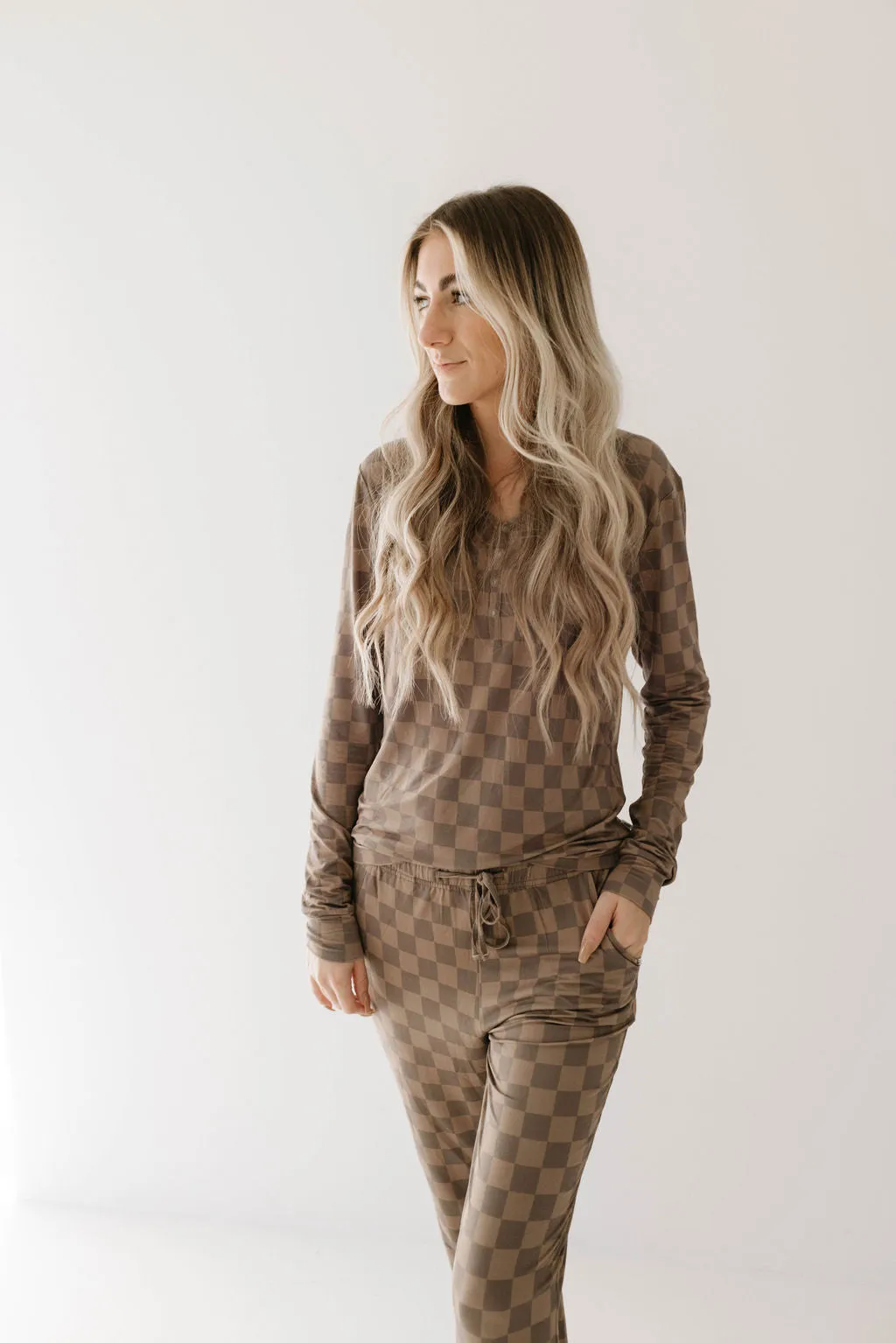 Faded Brown Checkerboard | Women's Bamboo Pajamas