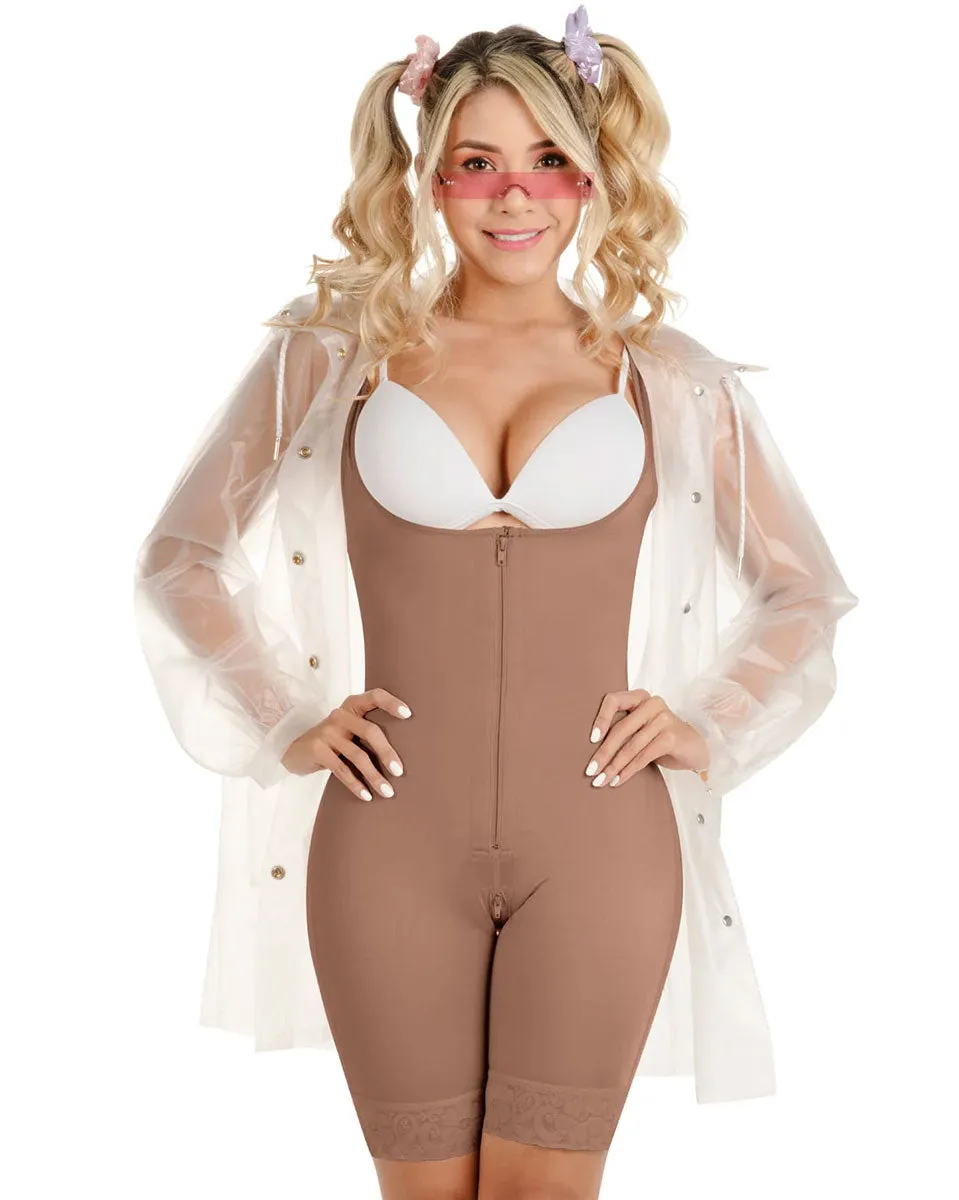 Fajas Sonryse Colombian Mid-Thigh Open Bust Shapewear Post Surgery and Daily Use