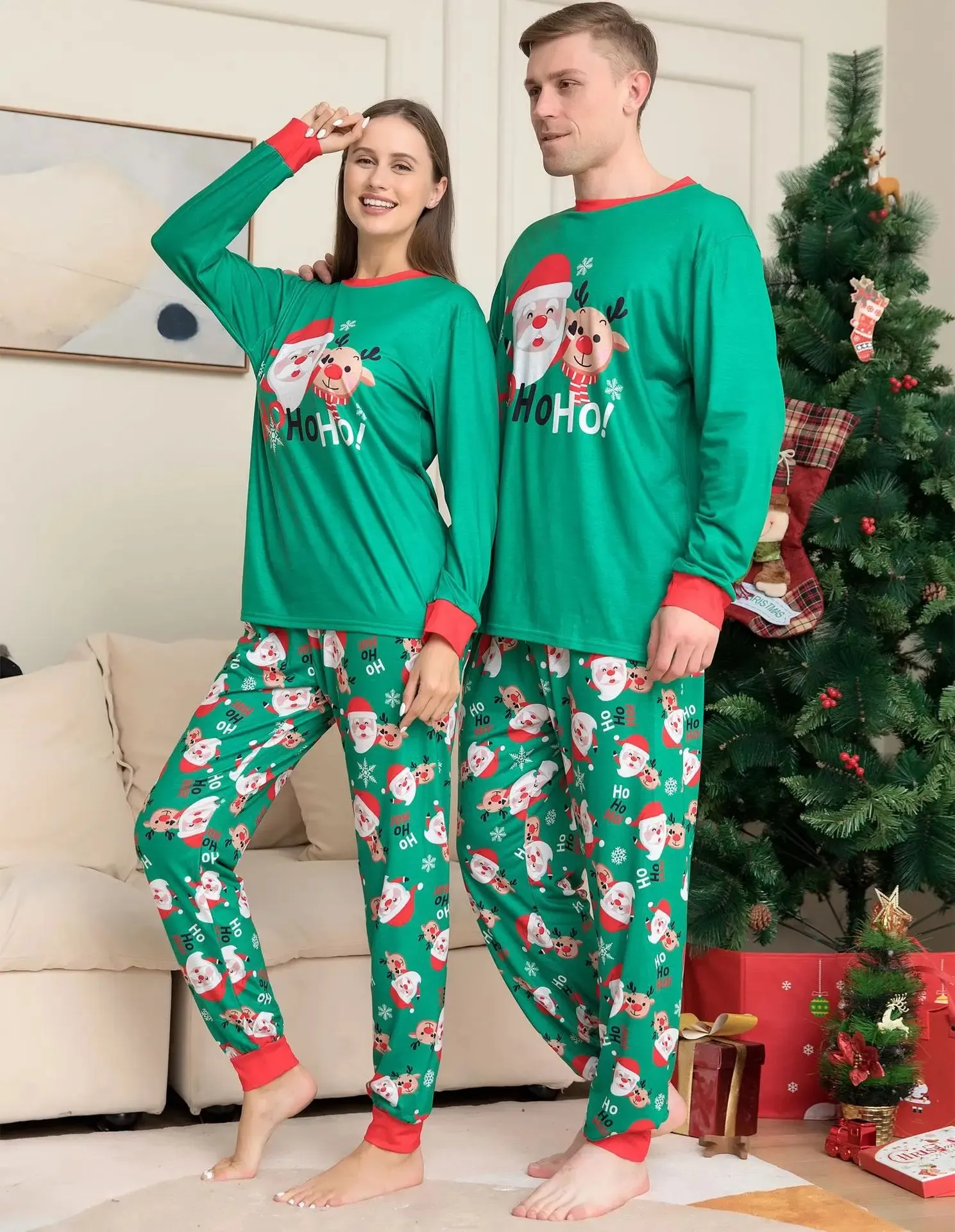 Family Christmas Pajamas Set Santa&elk