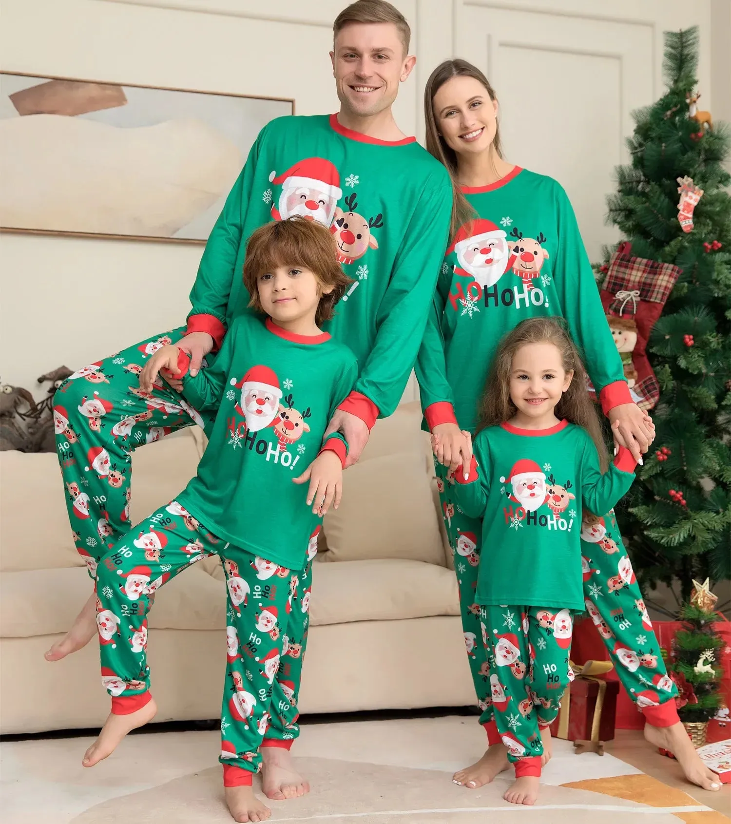 Family Christmas Pajamas Set Santa&elk