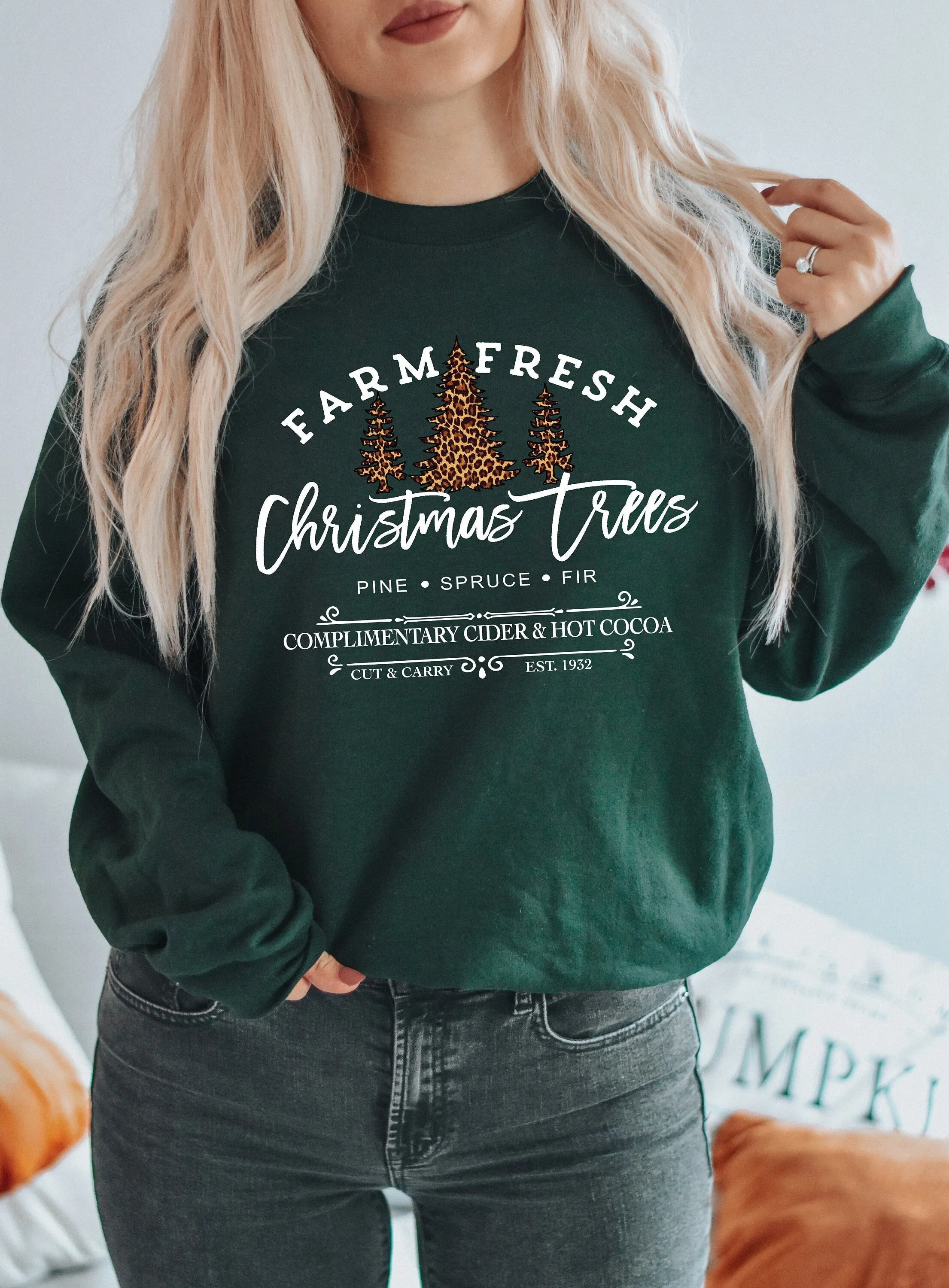 Farm Fresh Christmas Trees Women's Crewneck Sweatshirt