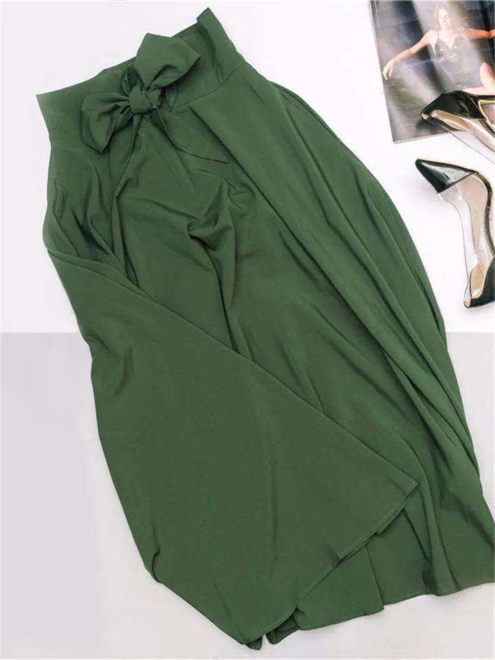 Fashion Elegant Bowknot Pleated A-Line Skirt