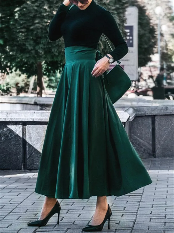 Fashion Elegant Bowknot Pleated A-Line Skirt