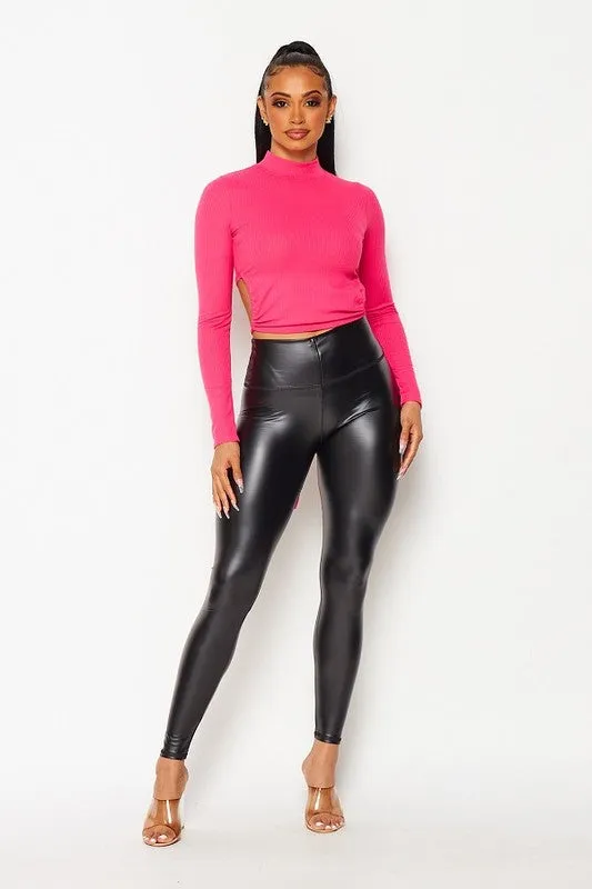 FAUX LEATHER HIGH WAIST LEGGINGS |black| burgundy|