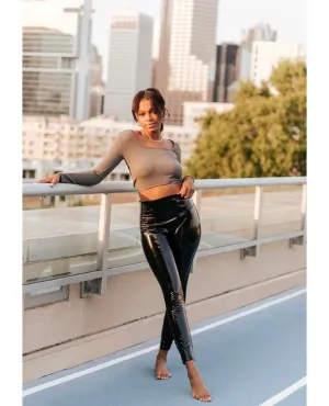 Faux Patent Leather Leggings Black