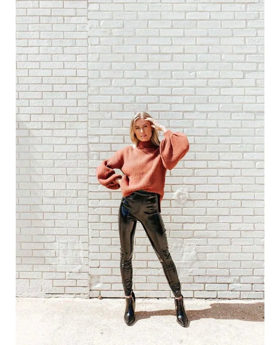 Faux Patent Leather Leggings Black