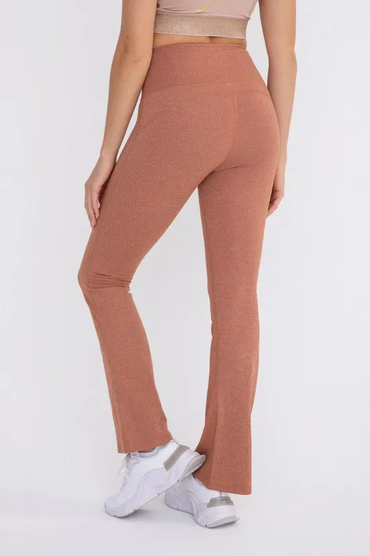 Flare Swoop Back High-Waisted Leggings - Mono B