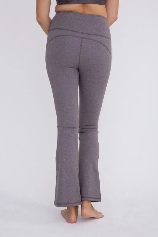 Flare Swoop Back High-Waisted Leggings - Mono B