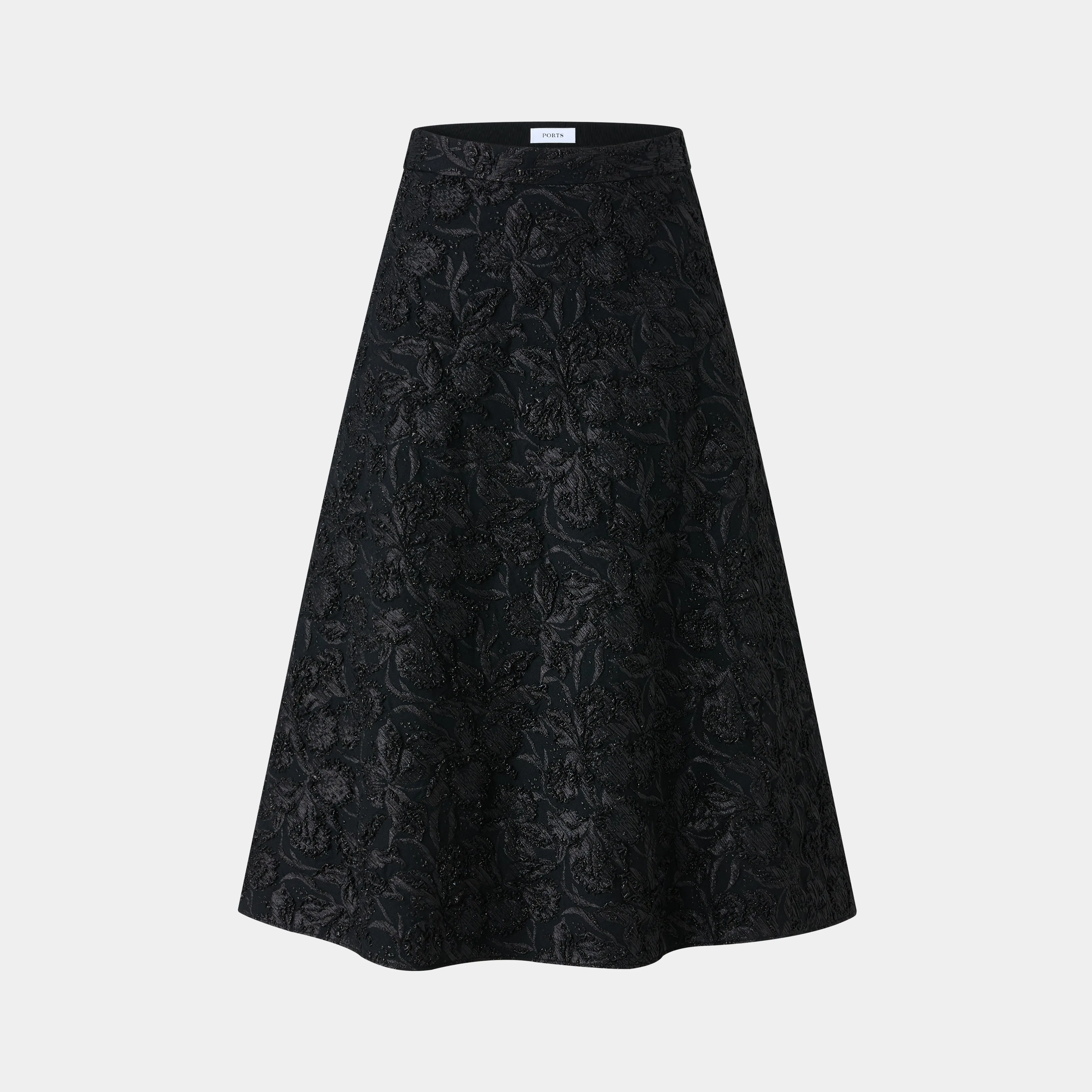 FLATTERING A-LINE FLORAL BROCADE SKIRT