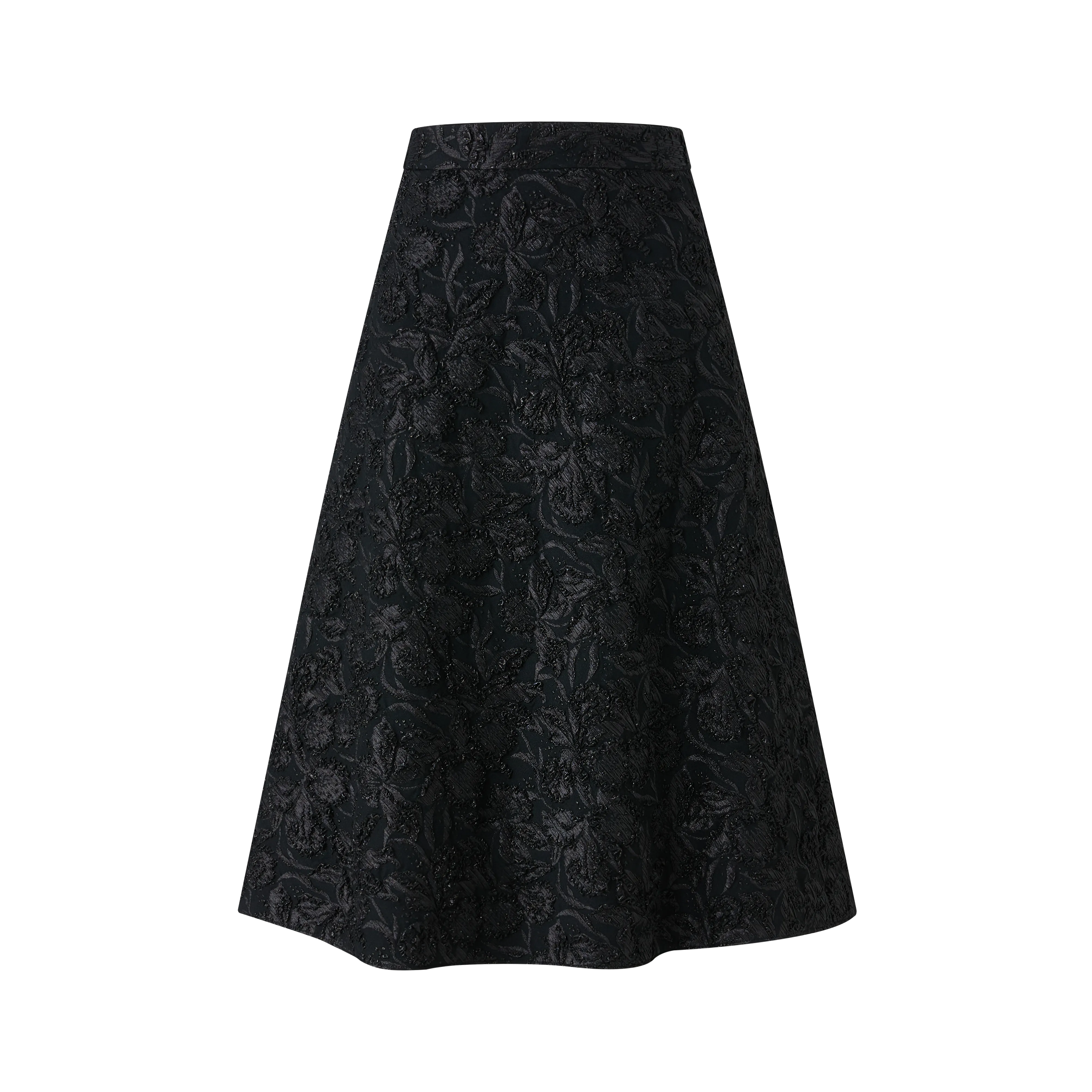 FLATTERING A-LINE FLORAL BROCADE SKIRT