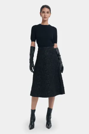 FLATTERING A-LINE FLORAL BROCADE SKIRT